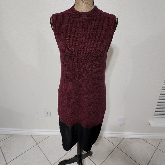 FRENCH connection cranberry and black 100% cotton sheath dress‎ size 6 - Picture 1 of 5